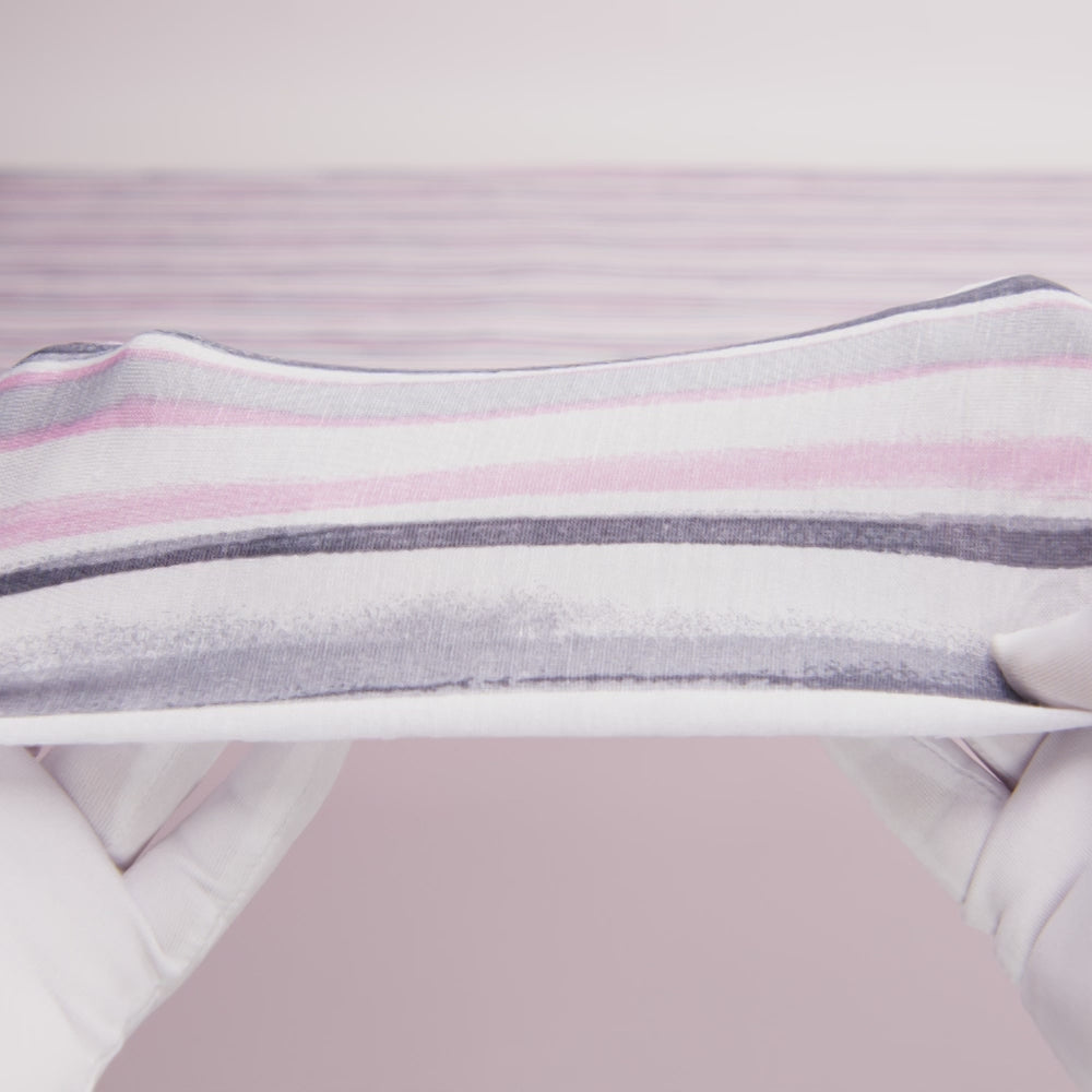 Pink, Gray and White Painterly Stripes Stretch Rayon Jersey - Image 6 of 6