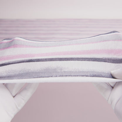 Pink, Gray and White Painterly Stripes Stretch Rayon Jersey