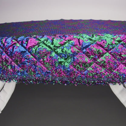 Metallic Green, Blue and Fuchsia Diamond Quilted Luxury Brocade