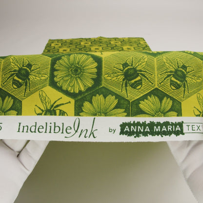 Printed Quilting Cotton by Anna Maria Textiles for Northcott - Citrus Busy Bees and Floral Honeycomb - Indelible Ink Collection