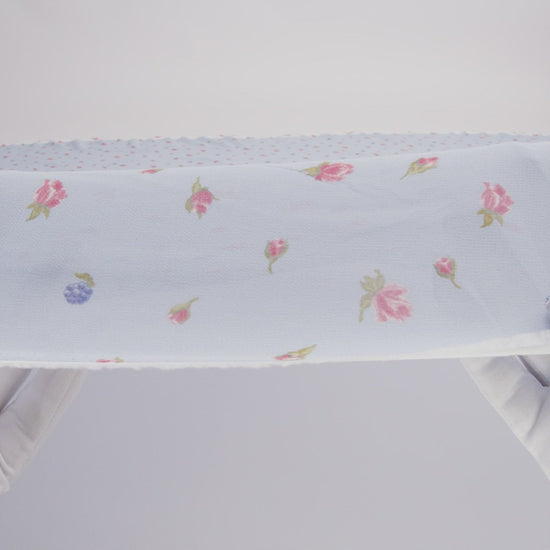 Viscose Georgette Print - Periwinkle Blue, Blush Pink and Royal Purple Berry Floral - Designer Deadstock - Image 6 of 6