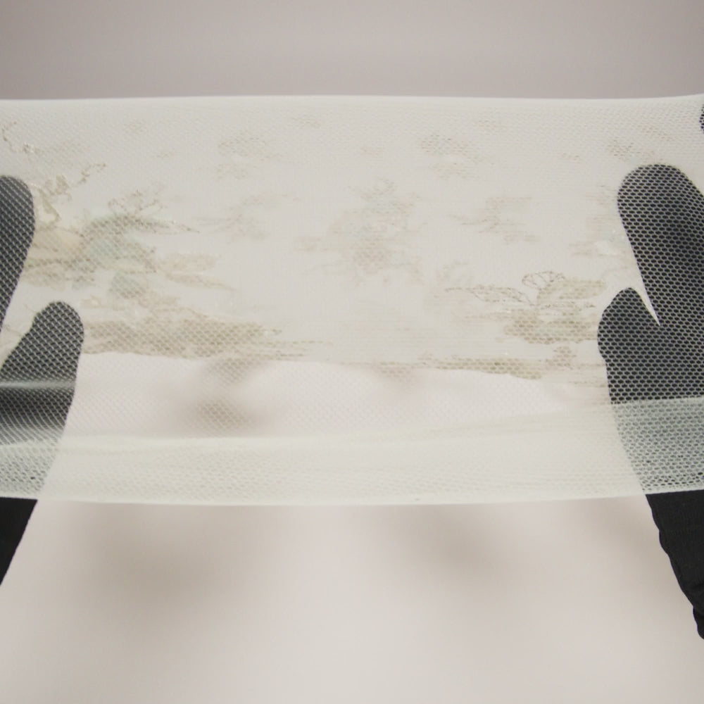 Embroidered and Beaded Tulle with 3D Fabric Flowers - Light Lemon, Cream and Pale Blue Floral - Image 6 of 6