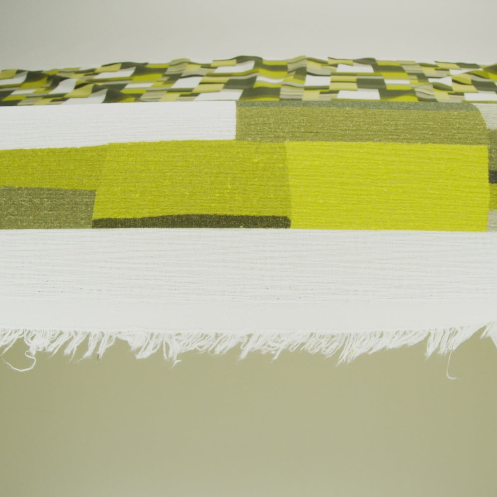 Crinkled Cotton Gauzy Woven - Golden Olive, Light Yellow and Dark Olive Green Blocks - Mood Exclusive Geode Geometry Print - Image 6 of 6