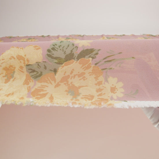 Viscose Georgette Print - Dusty Pink, Light Pastel Yellow and Golden Orange Floral - Designer Deadstock - Image 6 of 6