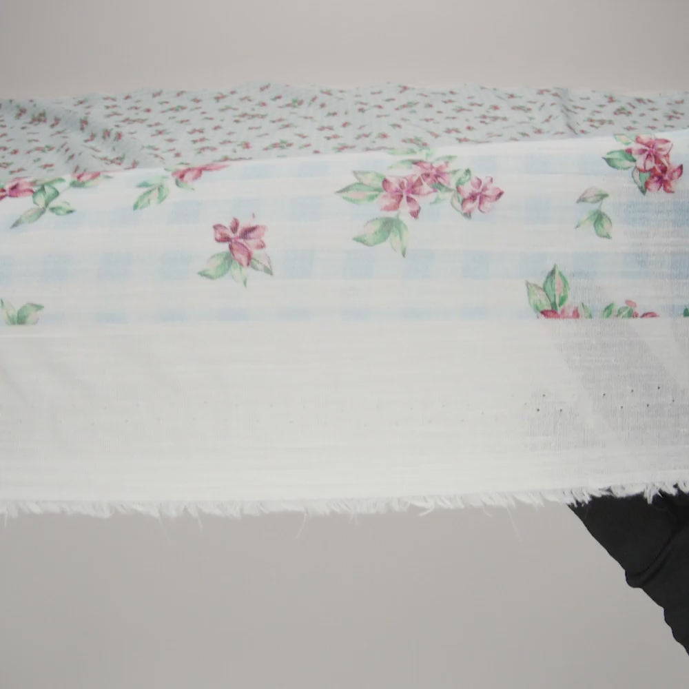 Crinkled Cotton Gauzy Woven - Blue, Pink and Green Flowers on Gingham - Mood Exclusive Picnic Petals Print - Image 6 of 6