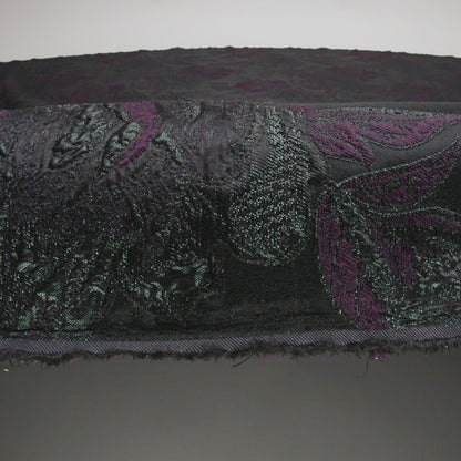 Aubergine and Forest Green Luxury Floral Metallic Brocade