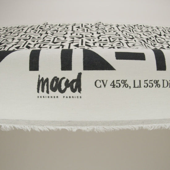 Linen and Rayon Woven - Black and White Geometric - Changing Trains Print - Mood Exclusive Metro Collection - Image 6 of 7