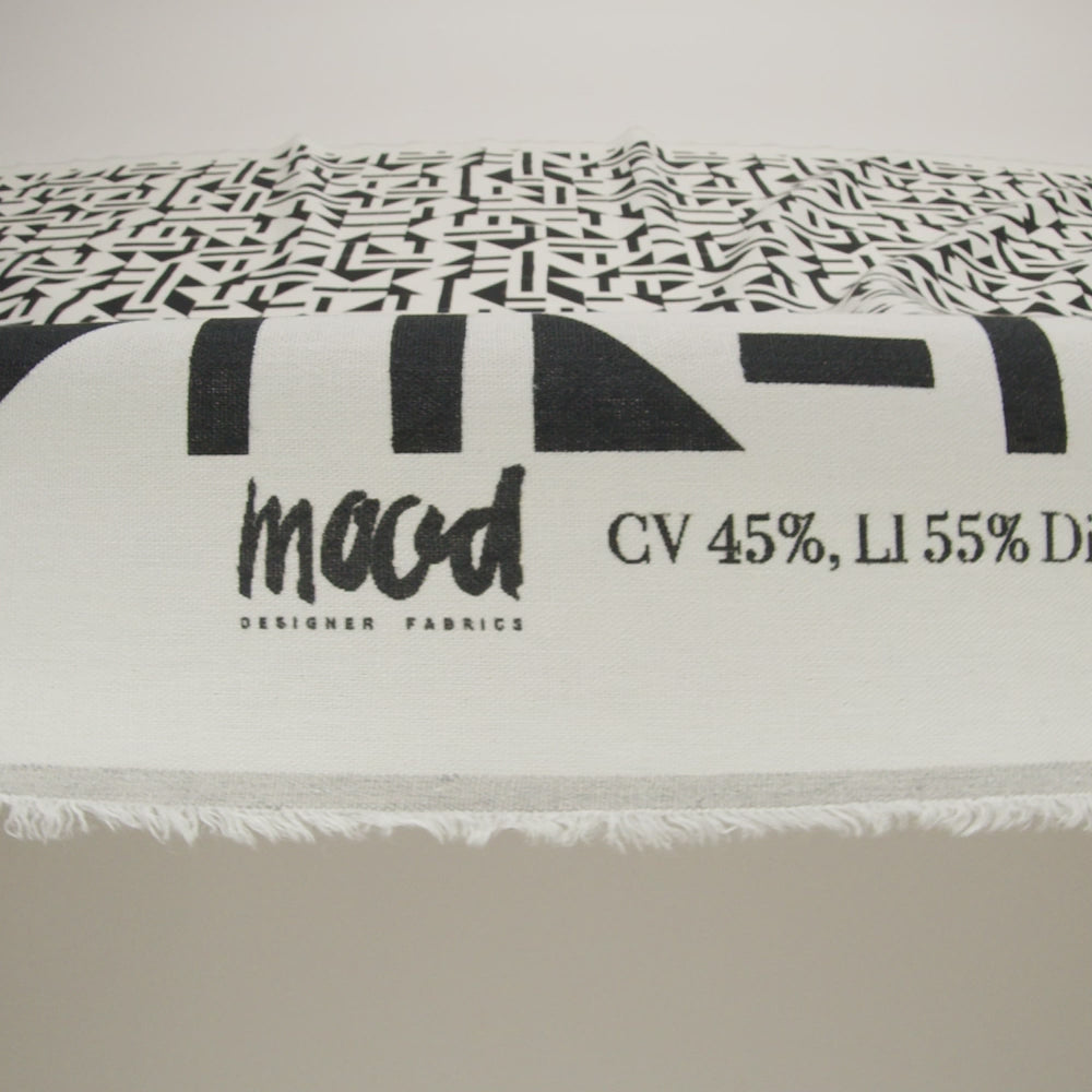 Linen and Rayon Woven - Black and White Geometric - Changing Trains Print - Mood Exclusive Metro Collection - Image 6 of 7