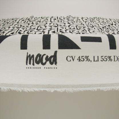 Linen and Rayon Woven - Black and White Geometric - Changing Trains Print - Mood Exclusive Metro Collection