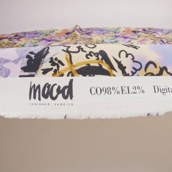 Stretch Cotton Canvas Print - Purple and Yellow Graffiti - Mood Exclusive Graffiti Lane - Image 6 of 7