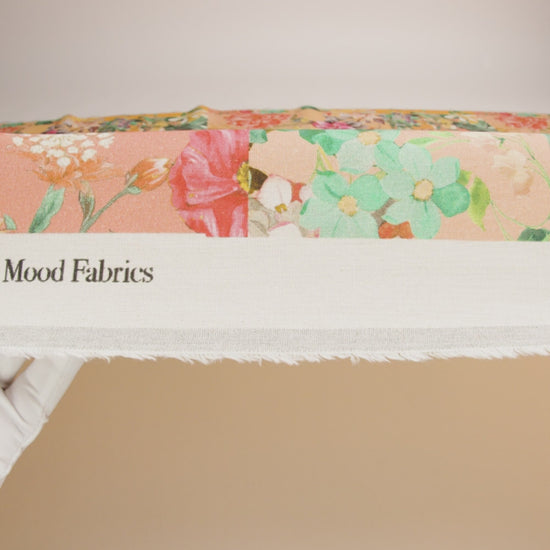 Linen and Rayon Woven Print - Peach and Orange Floral Patchwork - Mood Exclusive Citrus Garden Collage - Image 6 of 6