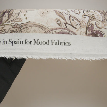 Linen and Rayon Woven - Brown, Beige and Cream Leafy Paisley Sketches - Mood Exclusive Daydream Doodles Print