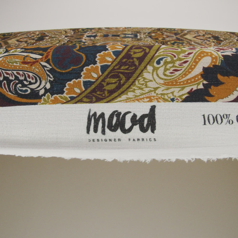 Slubbed Gauzy Cotton Woven - Blue, Kiwi Green and Goldenrod Paisley - Mood Exclusive Woodland Whispers Print - Image 6 of 6