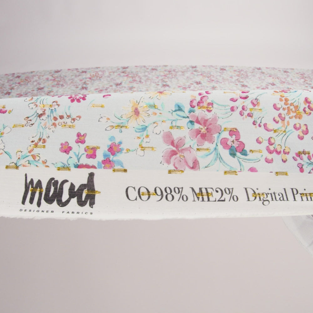 Cotton Voile Print with Metallic Dots - Baby Blue Floral - Mood Exclusive Celestial Serendipity - Image 5 of 5