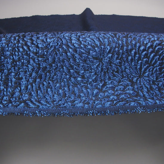 Metallic Royal Blue Floral Double-Layer Organza Brocade - Image 5 of 5