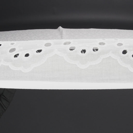 Embroidered Eyelet Cotton Voile - White Flowers and Swirls with Scalloped Borders - Naomi Collection - Image 6 of 6