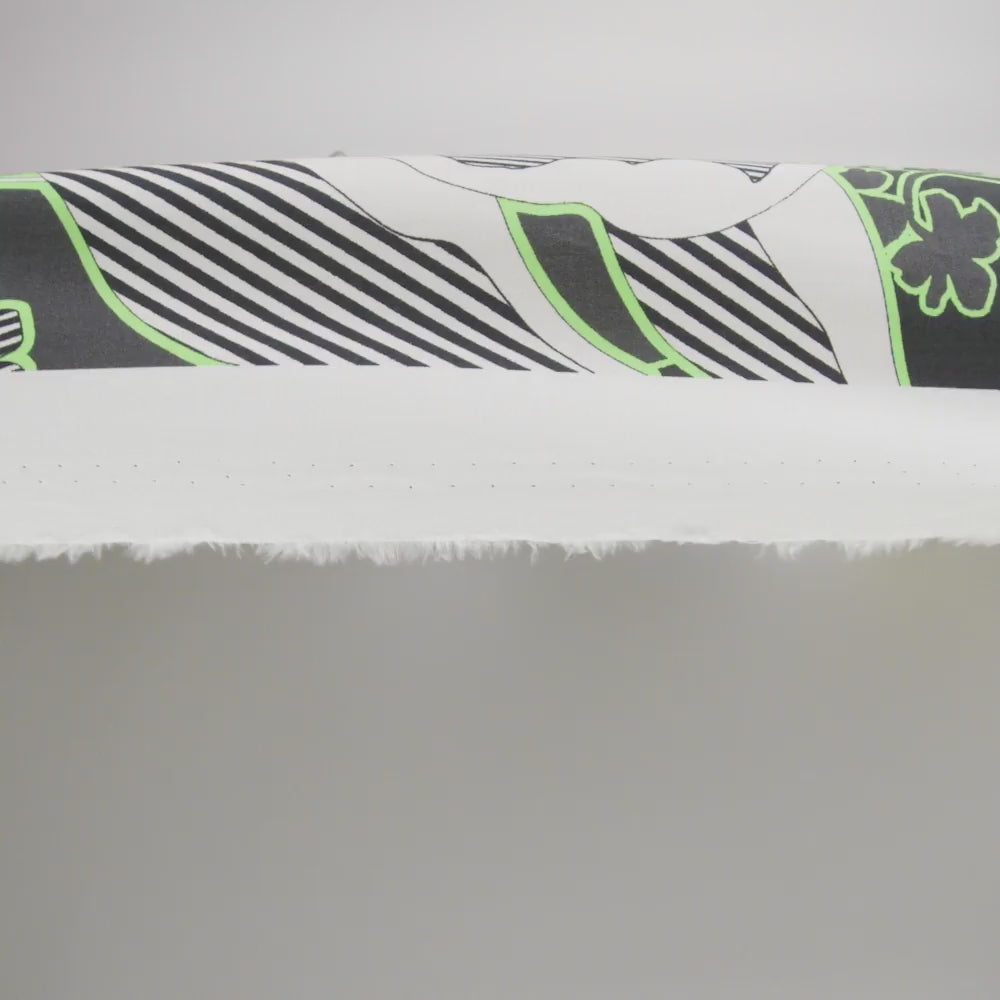 Cotton Poplin - Green Striped Flowers - Fleurs en Vert Print - Mood Exclusive Avenable Collection - Image 5 of 5