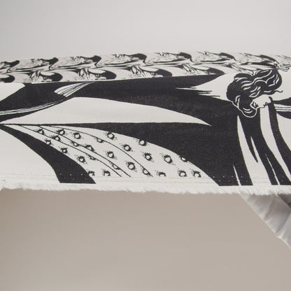 Sustainable Viscose Crepe Print - Black and White Greek Goddess Illustration - Designer Deadstock