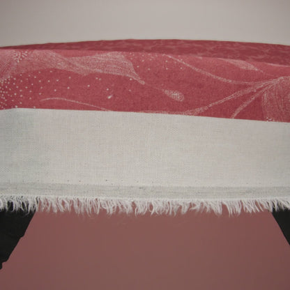 Linen and Rayon Woven - Soft Red and White Fanciful Leaves - Mood Exclusive Maple Moondust Print