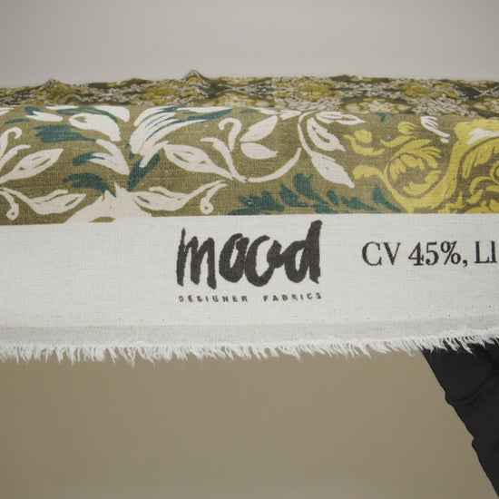 Linen and Rayon Woven - Olive, Lime Green and Cream Floral Diamonds - Mood Exclusive Fleur Filigree Print - Image 6 of 6