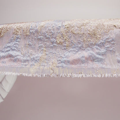 Mood Exclusive Metallic Gold, Pink and Wisteria Painterly Swirls Luxury Burnout Brocade