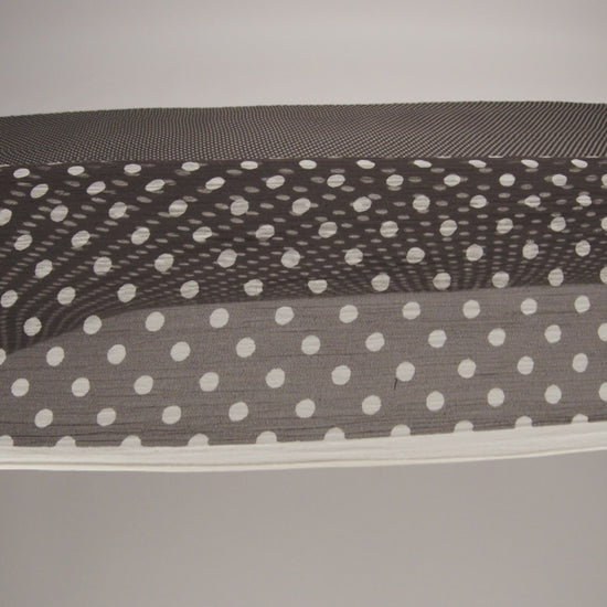 Famous Australian Designer Charcoal and Cannoli Cream Polka Dotted Crinkled Silk Chiffon - Image 5 of 5