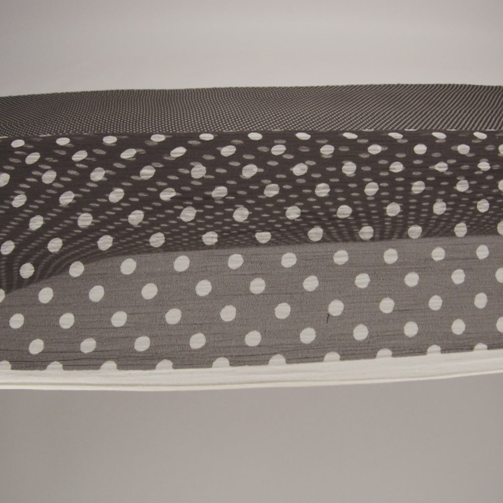Famous Australian Designer Charcoal and Cannoli Cream Polka Dotted Crinkled Silk Chiffon - Image 5 of 5