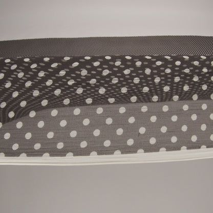 Famous Australian Designer Charcoal and Cannoli Cream Polka Dotted Crinkled Silk Chiffon