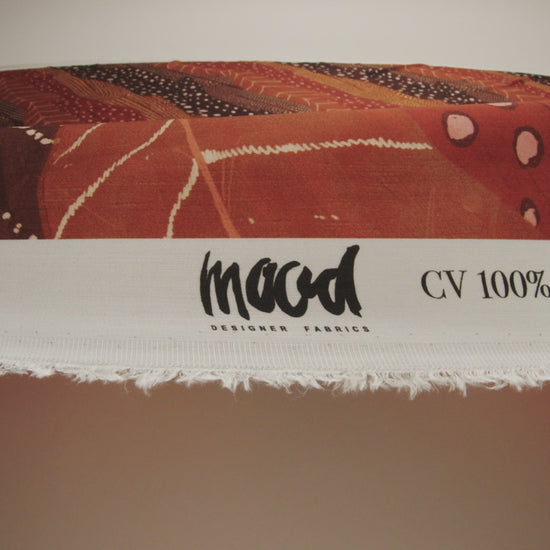Rayon Challis - Brown and Orange Decorated Diagonal Stripes - Wind in Your Wings Print - Mood Exclusive Rockland Collection - Image 6 of 7