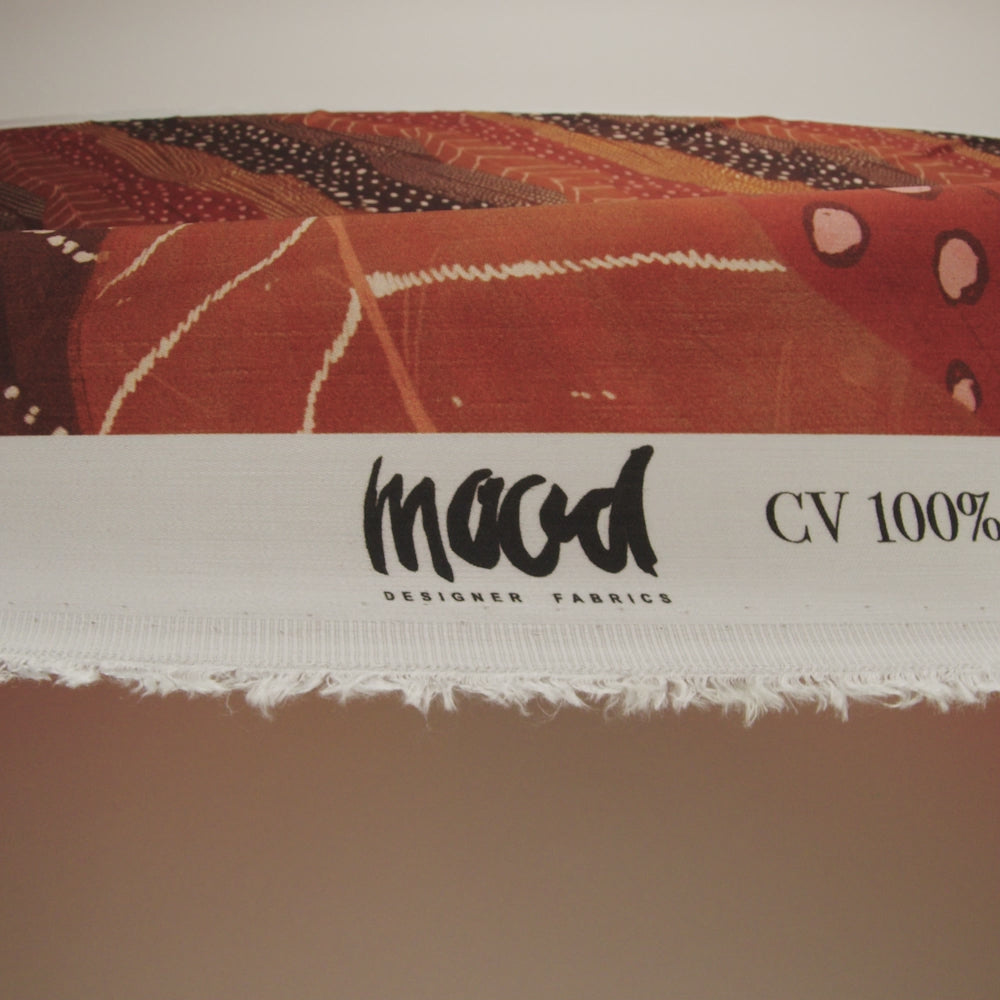 Rayon Challis - Brown and Orange Decorated Diagonal Stripes - Wind in Your Wings Print - Mood Exclusive Rockland Collection - Image 6 of 7