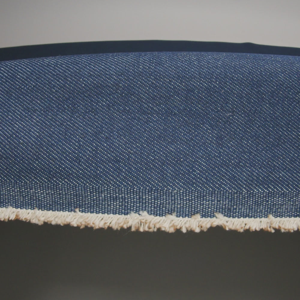 Lightweight Rigid Cotton Denim Twill - Light Indigo and Cream - Deadstock - Image 6 of 6