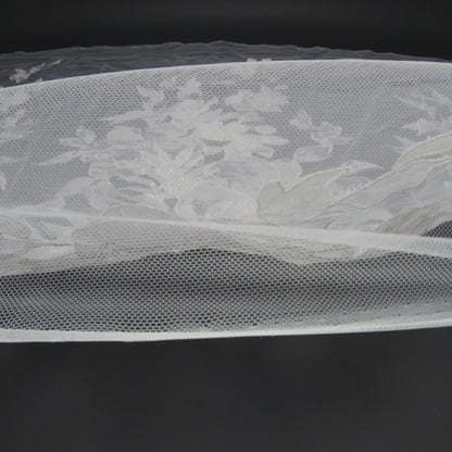 Beaded and Embroidered Tulle with Burnout Fabric Appliques - Off White Tropical Garden