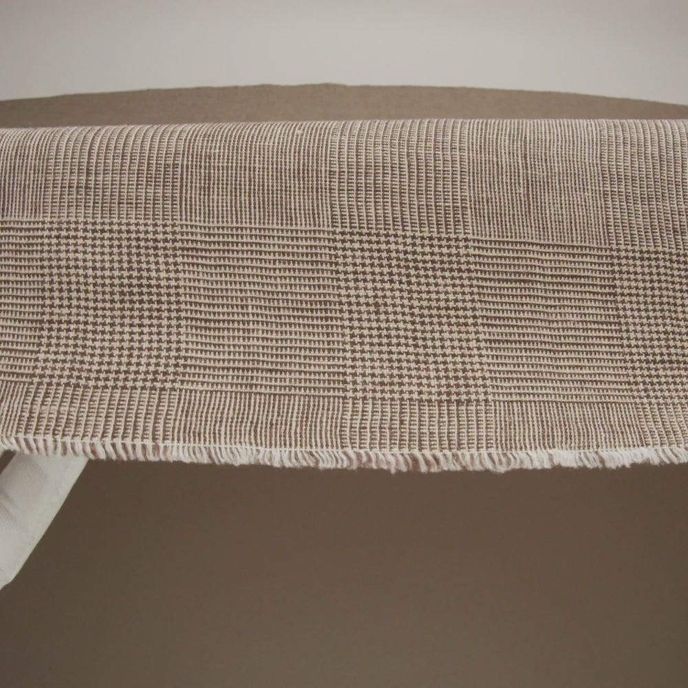 Medium Weight Linen Woven - Brown and White Glen Plaid - Image 6 of 6