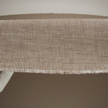 Medium Weight Linen Woven - Brown and White Glen Plaid