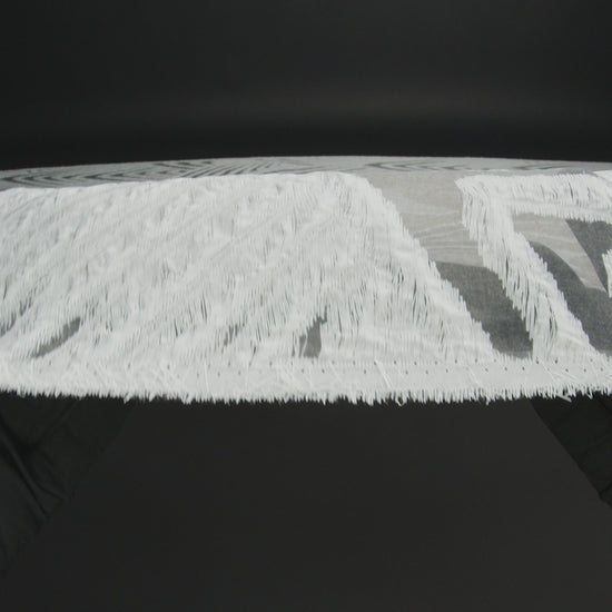 Metallic White Overlapped Nested Triangles Luxury Burnout Brocade - Image 6 of 7
