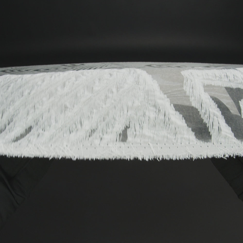 Metallic White Overlapped Nested Triangles Luxury Burnout Brocade - Image 6 of 7