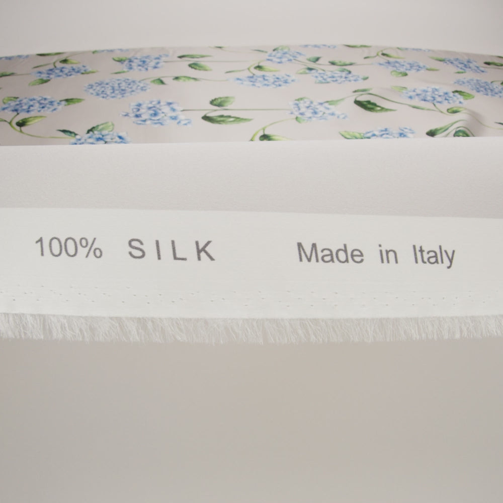 Heavy Silk Satin-Faced Organza, Made in Italy - Pale Gray, Blue and Green Hydrangeas - Image 6 of 6