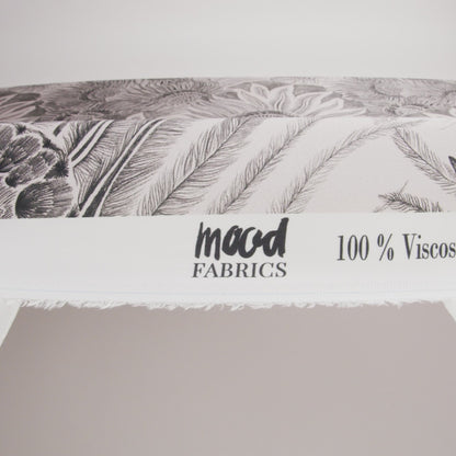Rayon Challis - Black and White Sunflowers - Mood Exclusive Floral Hideaways Print