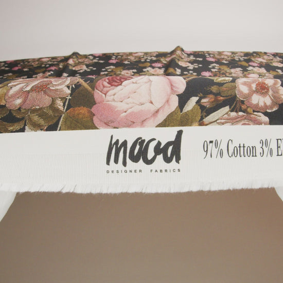 Stretch Cotton Sateen - Black Floral - Blossoms of the Heart Print - Mood Exclusive Kenko Collection - Image 5 of 5