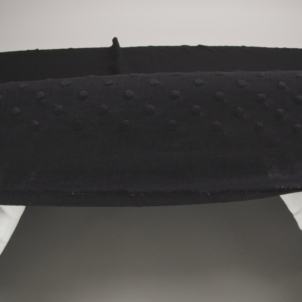 Famous Australian Designer Black Embroidered Polka Dots LightweightLinen and Cotton Woven - Image 6 of 6