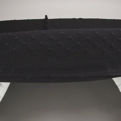 Famous Australian Designer Black Embroidered Polka Dots LightweightLinen and Cotton Woven