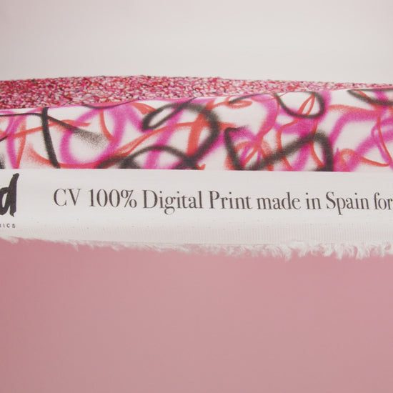 Cotton Voile - Pink Spraypaint Scribbles - Love Notorious Print - Mood Exclusive Metro Collection - Image 6 of 7