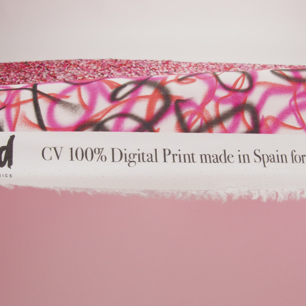 Cotton Voile - Pink Spraypaint Scribbles - Love Notorious Print - Mood Exclusive Metro Collection - Image 6 of 7