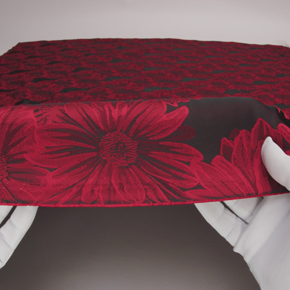 Red and Black 3D Floral Brocade - Image 5 of 5