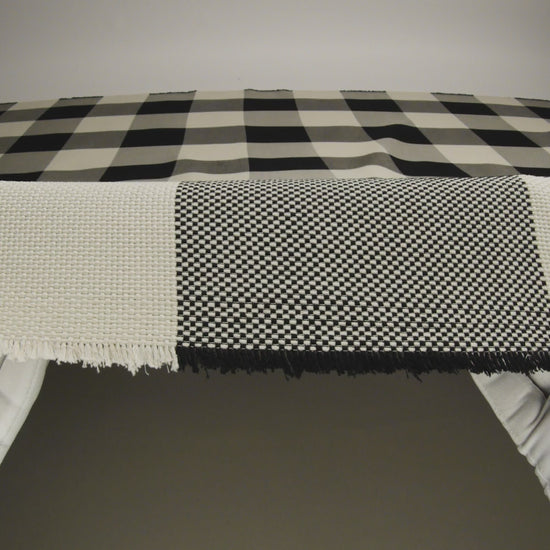 Italian Large-Scale Black and White Asparagus Buffalo Check Cotton Basketweave - Image 5 of 5
