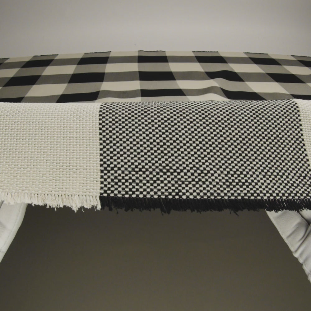 Italian Large-Scale Black and White Asparagus Buffalo Check Cotton Basketweave - Image 5 of 5