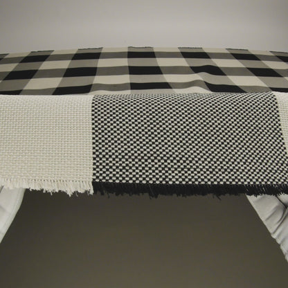 Italian Large-Scale Black and White Asparagus Buffalo Check Cotton Basketweave