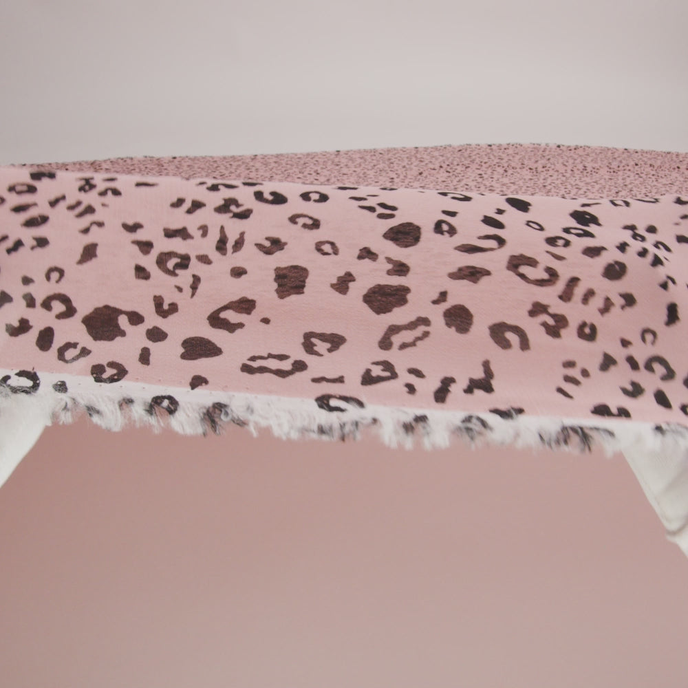 Viscose Georgette Print - Apricot Pink and Black Leopard Spots - Designer Deadstock - Image 6 of 6