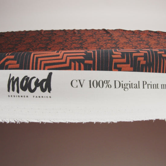 Rayon Challis - Black and Orange Geometric Lines - Ci-Trust the Process Print - Mood Exclusive Citrus Collection - Image 6 of 7