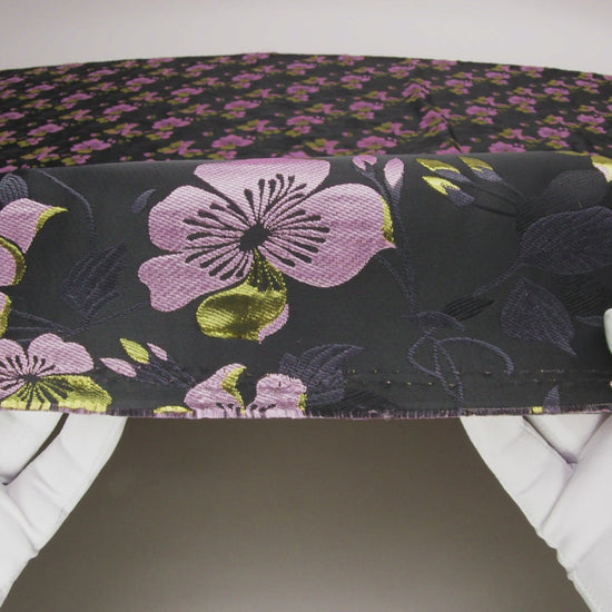 Black, Pink and Lime Reversible Floral Brocade - Image 5 of 5